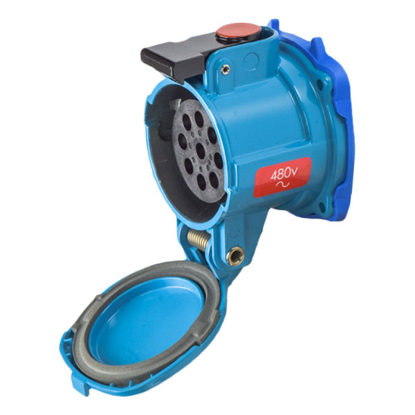 17-14081-A188 - DN9c RECEPTACLE METAL BLUE SIZE 3 IP 54/55 8P+G 20A 480 VAC/130 VDC 60 Hz STRAIGHT INSERTION